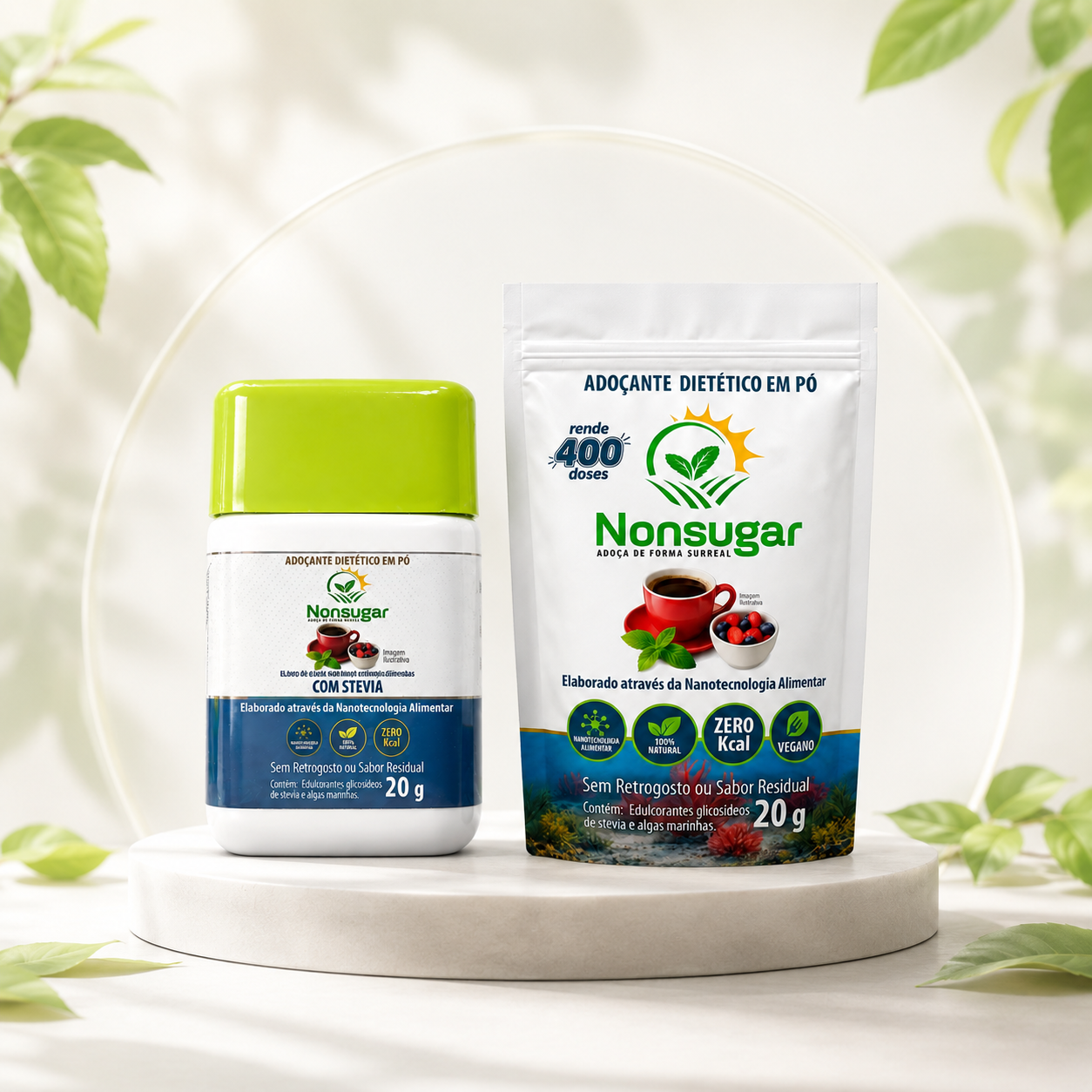 Kit NonSugar com um pote 20g e um refil 20g
