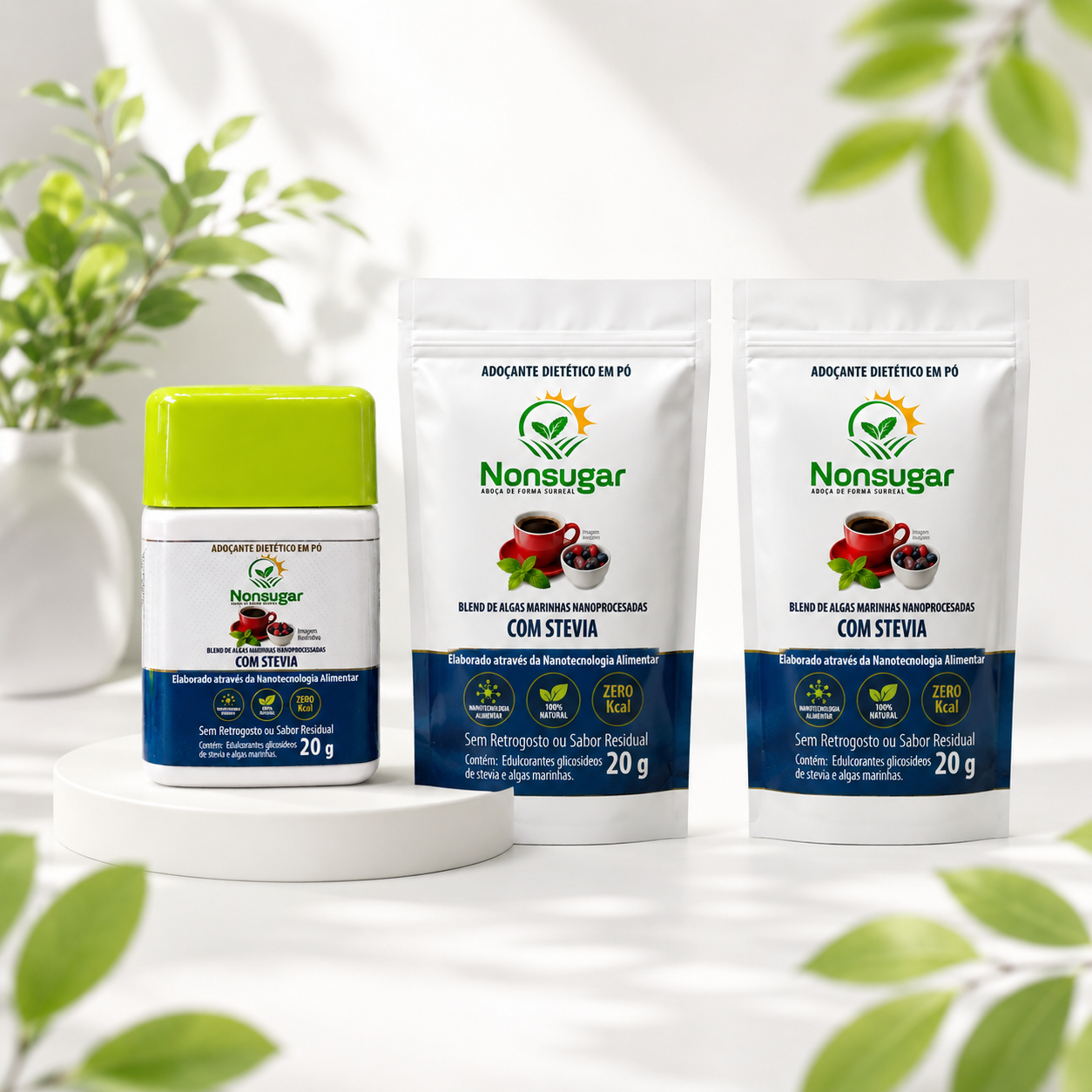 Kit NonSugar com um pote 20g e dois refis 20g