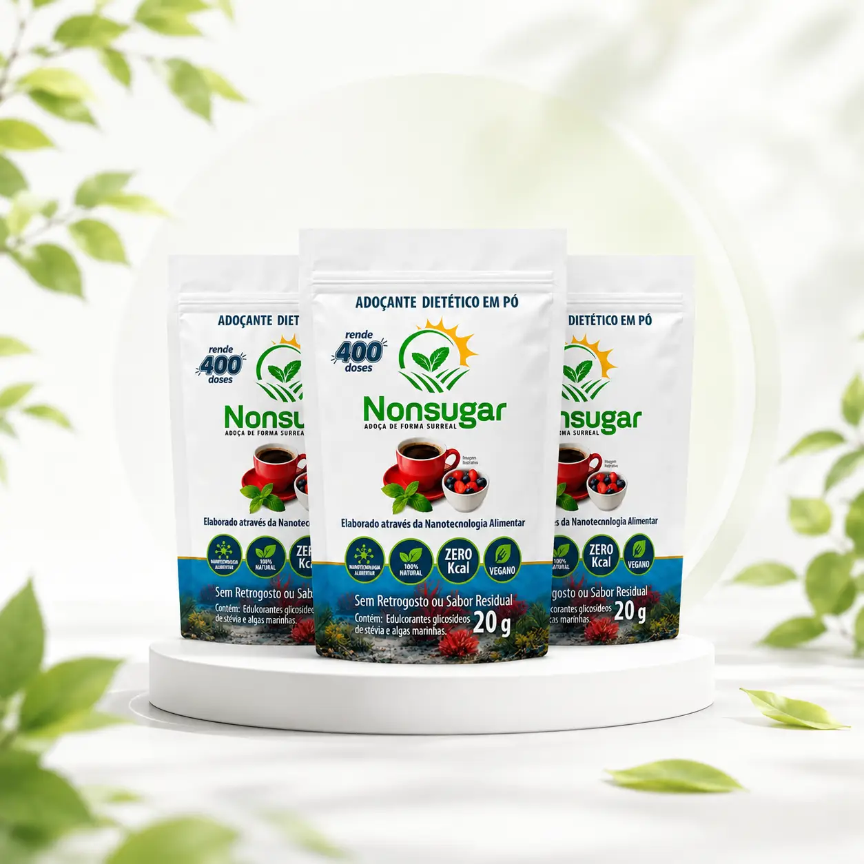 Kit NonSugar com três refis 20g