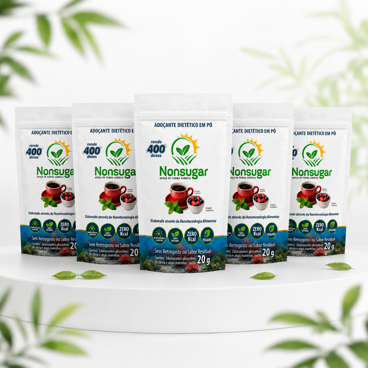 Kit NonSugar com cinco refis 20g