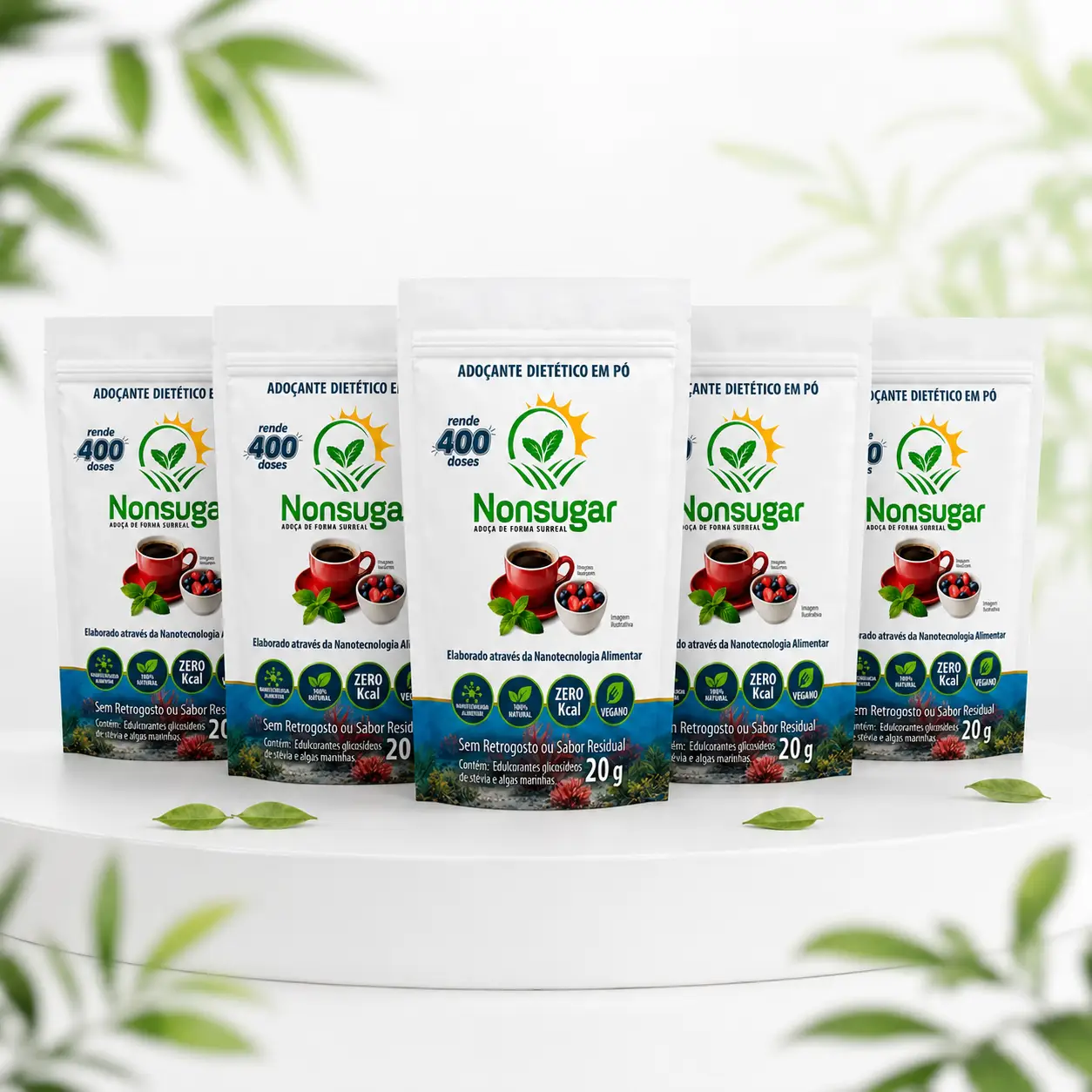 Kit NonSugar com cinco refis 20g