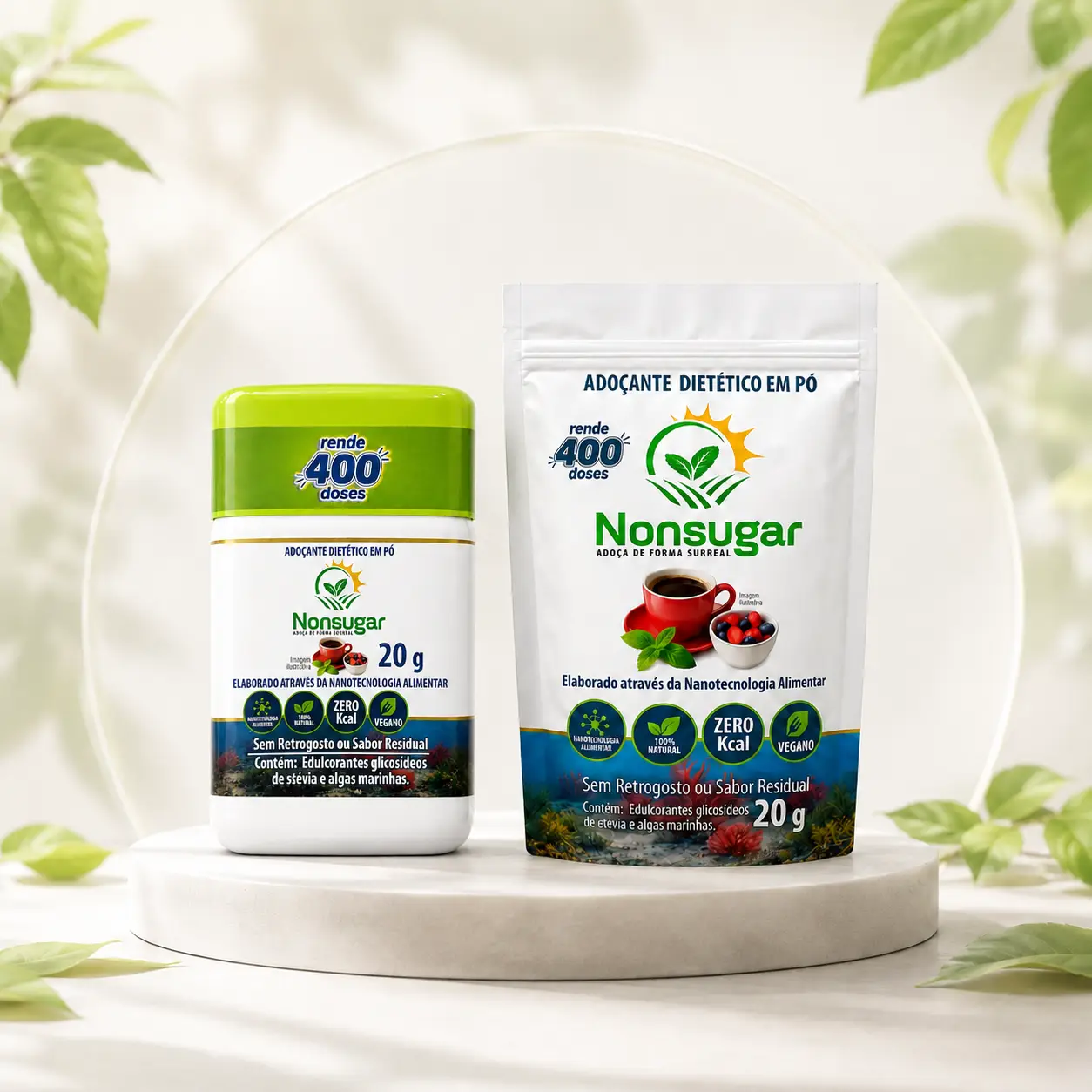 Kit NonSugar com um pote 20g e um refil 20g
