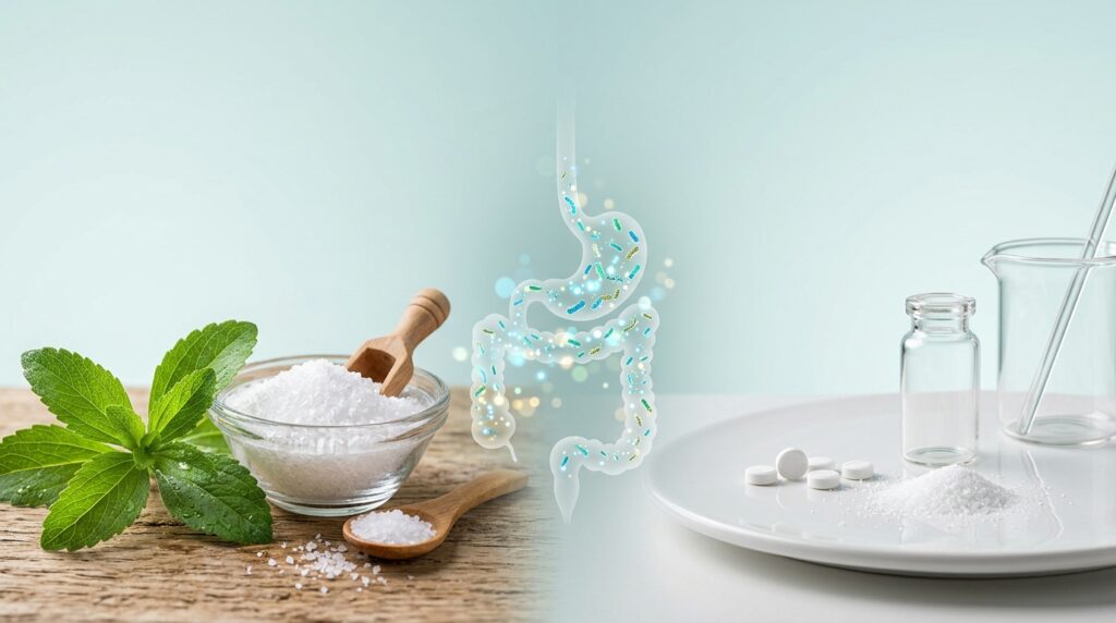 Comparação entre adoçantes naturais e artificiais com referência ao microbioma intestinal